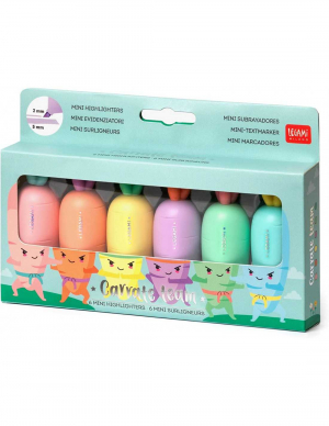Set Of 6 Mini Highlighters - Carrate Team - Carrot