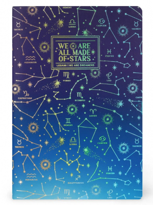 A5 Blank Notebook with Illustrated Hard Cover - Stars