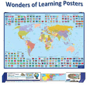 Discover World Map and Flags Educational Wall Chart