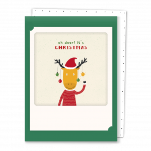 Greeting Card - Oh Deer! It's Christmas (green)