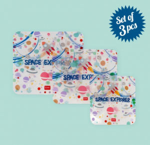 Set Of 3 Reusable Snack Bags - Snack Bags - Space