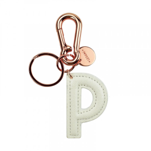 My Initial  - Key Ring - P - White