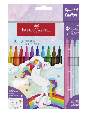 Գունավոր ֆլոմաստերներ Felt-Tip Pen Unicorn 10+3 + Stickers