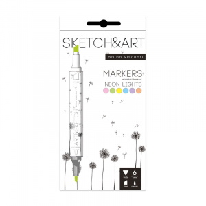 Набор Двусторонних Скетч-Маркеров Sketch&Art. Неоновые Цвета