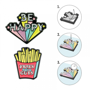 Cutie - Set Of 2 Metal Stickers - Be Happy