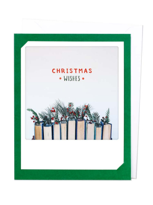 Greeting Card - Christmas Wishes Books (green)