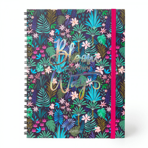 3-In-1 Spiral Notebook - Trio Spiral Notebook - Maxi Lined + Squared + Dotted - Flora