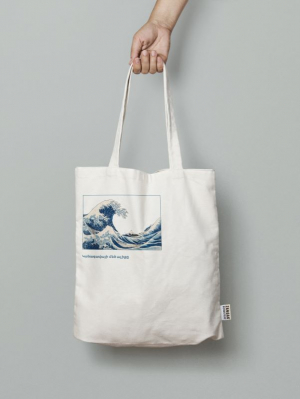 Կտորե պայուսակ սպիտակ  - Կանագավայի մեծ ալիքը