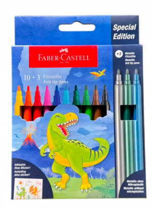 Ֆլոմաստեր Felt-tip pen dinosaur 10+3 + stickers