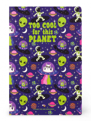 A5 Blank Notebook with Illustrated Hard Cover - Space