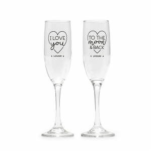 Set Of 2 Champagne Flutes - Cheers To Love - Space