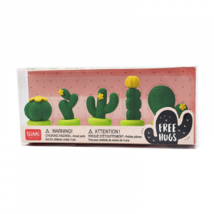 Legami Free Hugs - Set Of 5 Cactus-Shape Rubbers