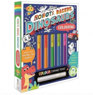 Robots, Racers, Dinosaurs Colouring ( Inc Pens )