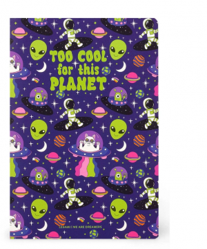 A5 Blank Notebook with Illustrated Hard Cover - Space