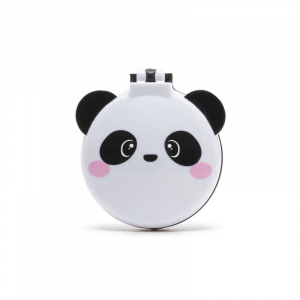 Hairbrush With Mirror - Nice Hair - White - Panda