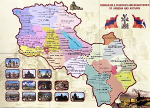 Հայաստանի և Արցախի նշանավոր եկեղեցիներն ու վանքերը(քարտեզ,անգլերեն)