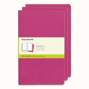 Notebook 3x  - Large Plain Cahier Journals: Kinetic Pink