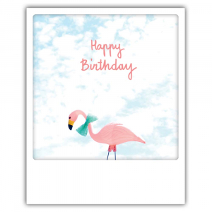 Открытка - birthday flamingo