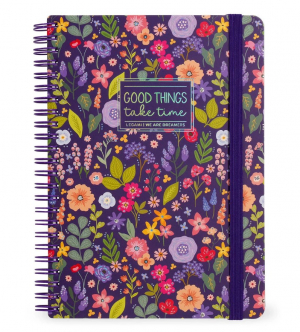 A4 Lined Notebook with Illustrated Hard Cover - Flowers - Jotter - Spiral-Bound