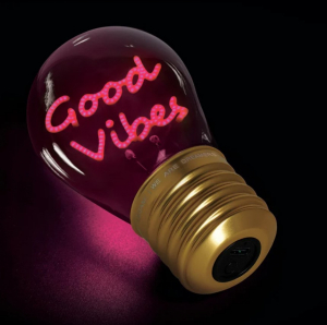 Lightbulb-Shaped Table Lamp - Bulb Fiction- Good Vibes