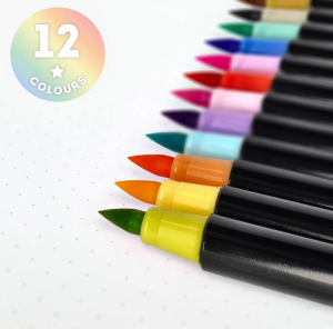 Set Of 12 Brush Markers - Brush Markers - Pastel Colours