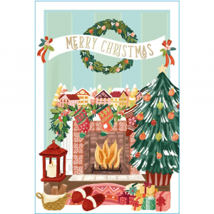 Greeting Card - Xmas Fireplace