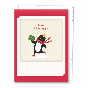 Открытка - Happy Christmas Pinguin (red)