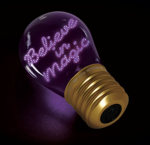 BULB FICTION - LIGHTBULB-
SHAPED TABLE LAMP - BELIEVE IN MAGIC