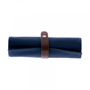Cotton Canvas Pencil Case - Roll Up - Blue