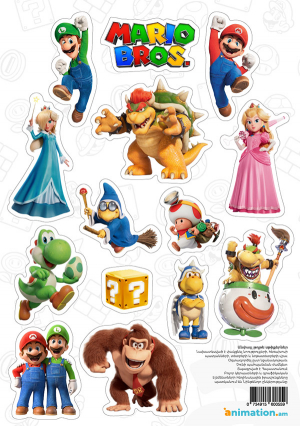 Անփայլ թղթե սթիքեր․ Mario