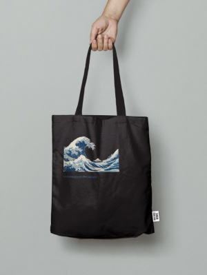 Կտորե պայուսակ սև  - Կանագավայի մեծ ալիքը