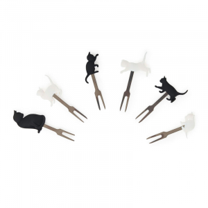 Set Of 6 Aperitif Forks  -  Meow - Kitty