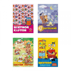 Երկկողմանի գունավոր ստվարաթուղթ  А4, 10 հատ, 20 գույն 