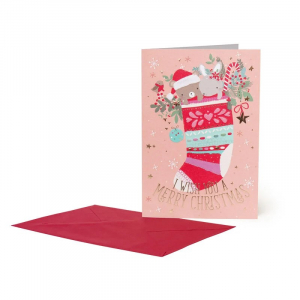 Greeting Card - Xmas Sock