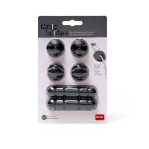 Set Of 6 Adh. Cable Holders Cable Holders Black -