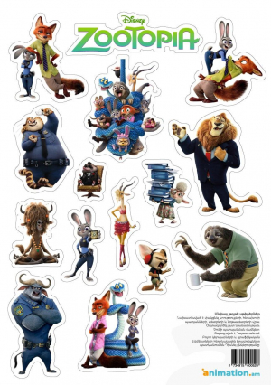 Անփայլ թղթե սթիքեր․ Zootopia