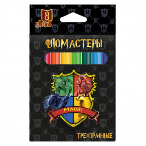 Фломастеры Трехгранные Школа Магии 8 Цв.