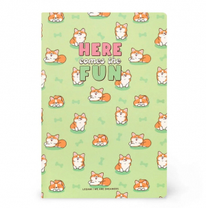 Lined Notebook - Small - Green Corgi