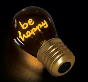 Lightbulb-Shaped Table Lamp - Bulb Fiction- Be Happy