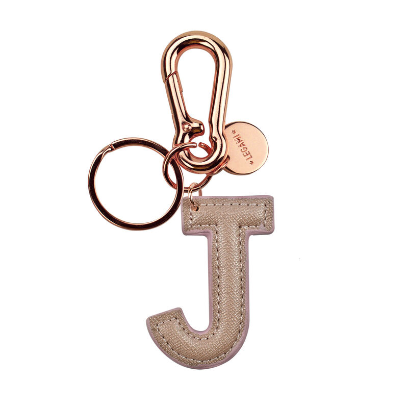My Initial  -  Key Ring - J -Pink