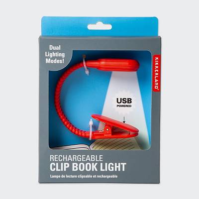 Rechargeable Clip Book Light Red