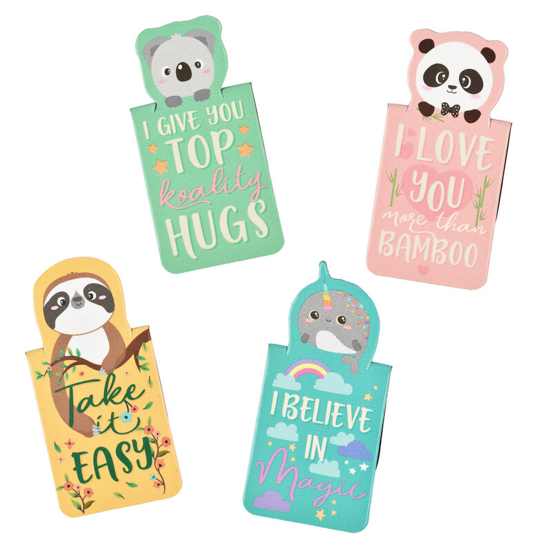 Set Of 4 Magnetic Bookmarks - Never Stop Reading - Animals